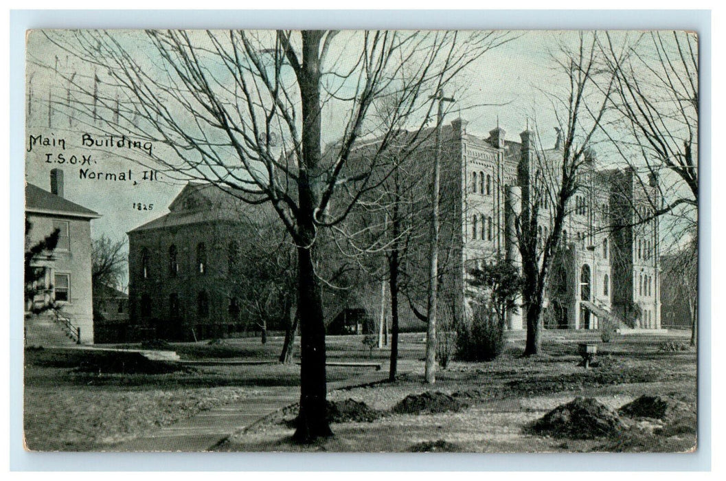 1909 Main Building I.S.O.H Normal Illinois IL Antique Posted Postcard