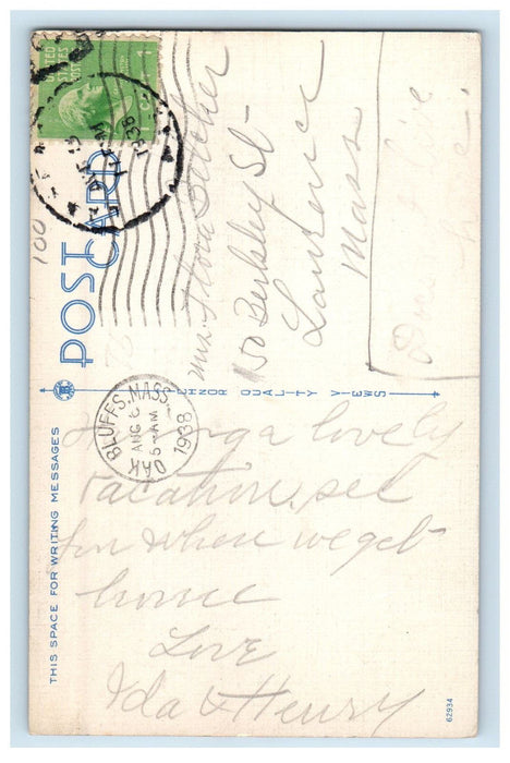 1938 Steamer Arriving at Pier, Oak Bluffs Massachusetts MA Vintage Postcard