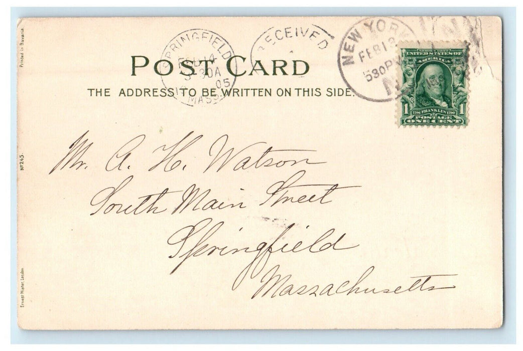 1905 Dutch Boy Fishing With Dog Valentine Keep Your Hook Always Baited Postcard