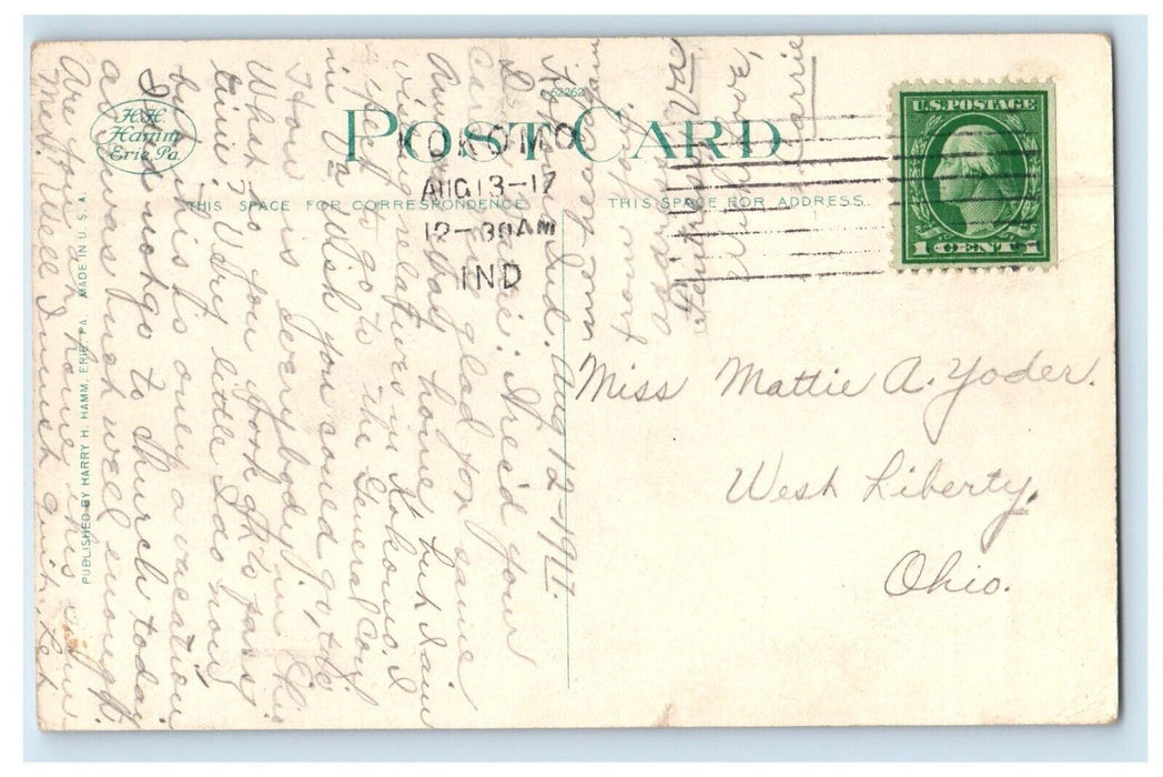1917 Main Street South From Mulberry Street Trolley Kokomo Indiana IN Postcard