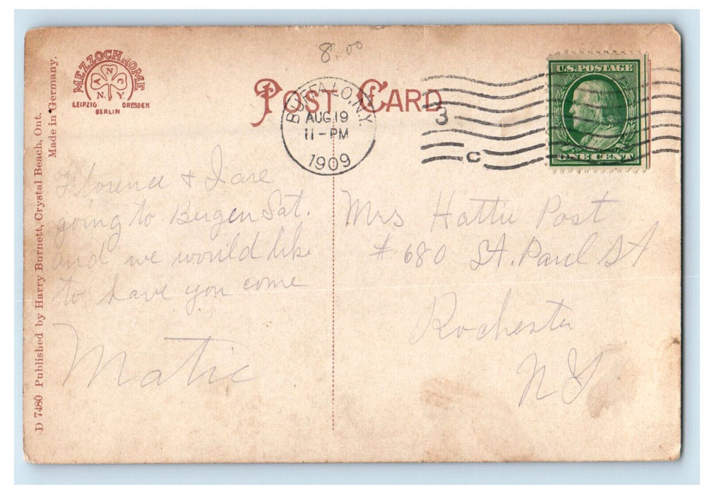 1909 Scene in the Park Crystal Beach Ontario Canada CA Posted Foreign Postcard