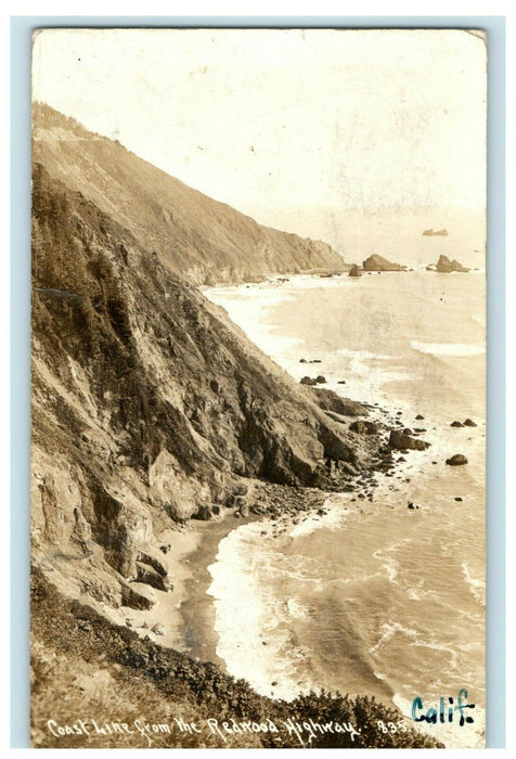 1940 Coast Line From Redwood Highway California Oregon RPPC Photo Postcard