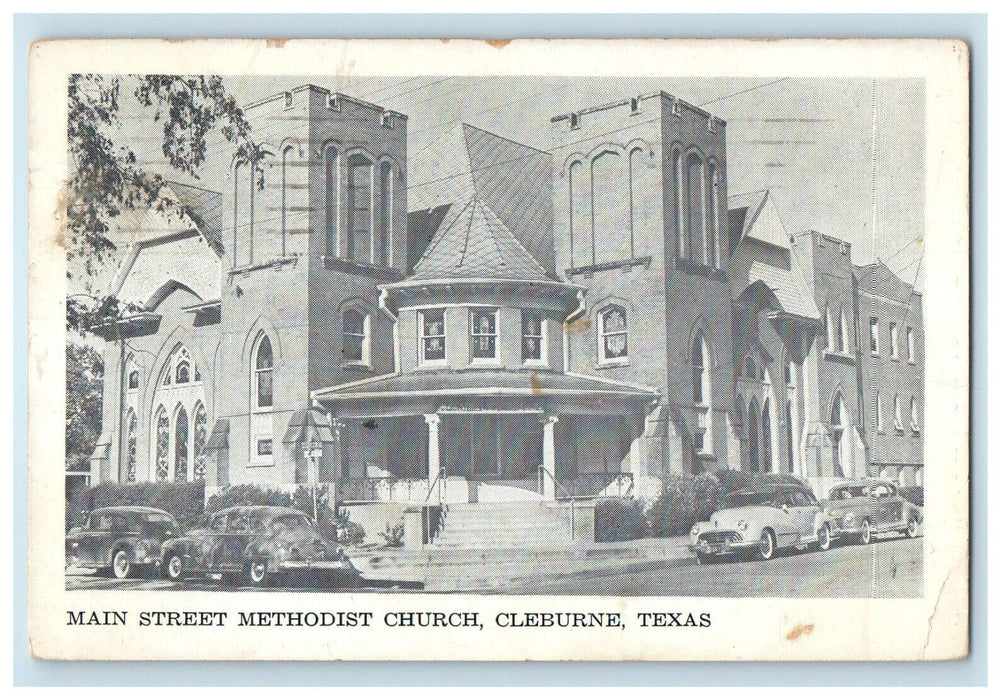 1953 Main Street Methodist Church, Cleburne Texas TX Posted Postcard