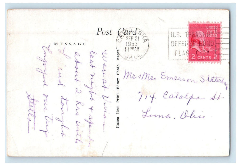 1953 Main Street Methodist Church, Cleburne Texas TX Posted Postcard