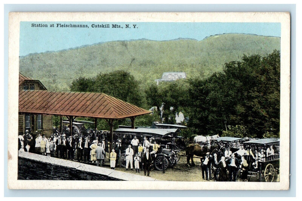 c1910's Railroad Station Depot Fleischmanns Catskill Mts. New York NY Postcard