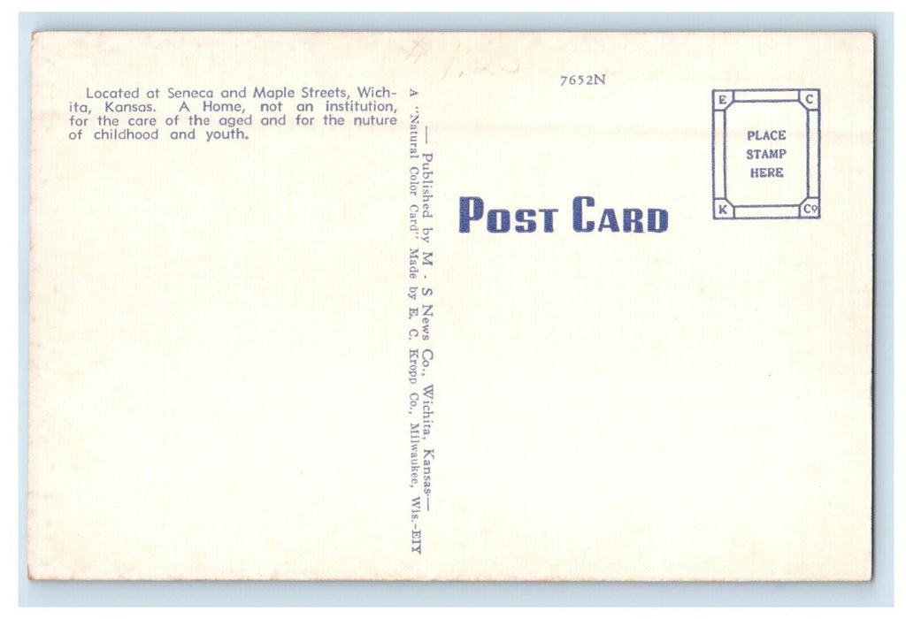 Aerial View Of The Kansas Masonic Home Wichita Kansas KS Vintage Postcard