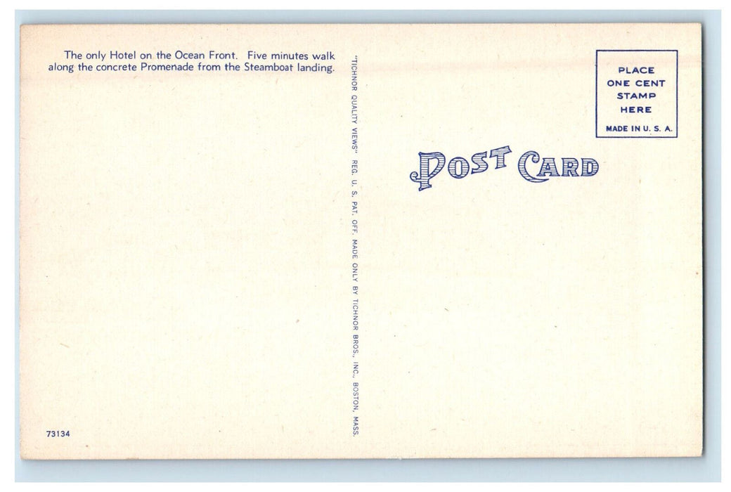 c1940s Sea View Hotel from the Breakwater, Oak Bluffs Massachusetts MA Postcard