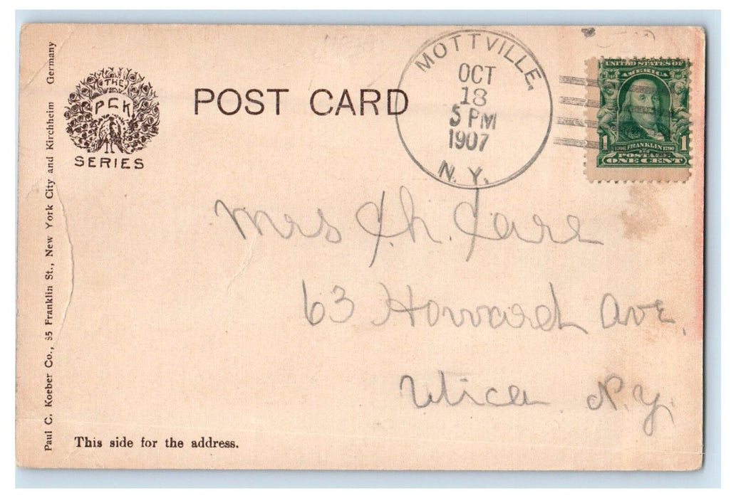 1907 New York Central Railroad Train Station Depot Mottville Auburn NY Postcard