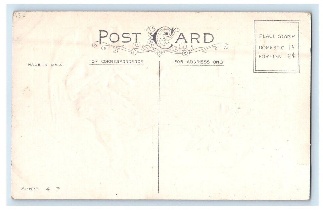 c1910's Easter Greetings Angel Cherub Cross Lily Flowers Embossed Postcard