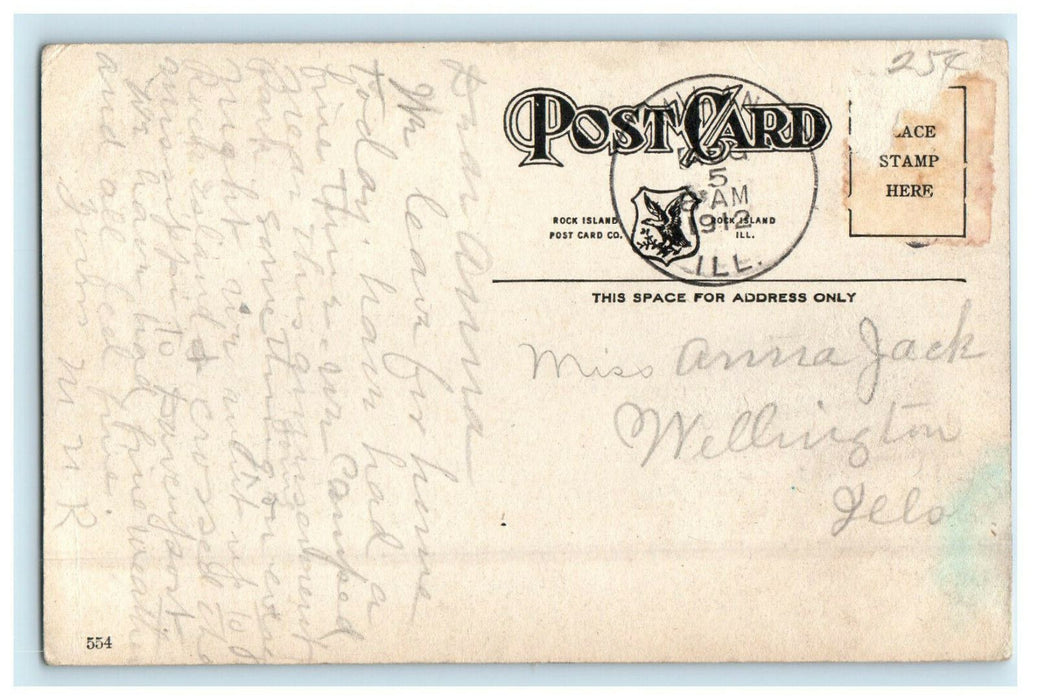 1912 Black Hawks Watch Tower Entrance, Milan Illinois IL Antique Postcard