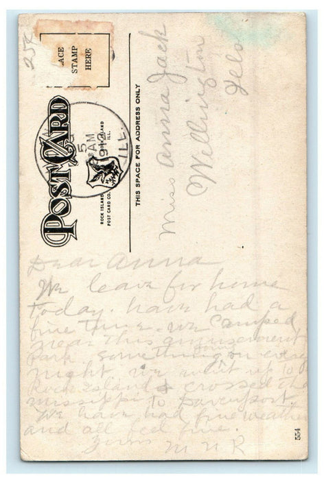1912 Black Hawks Watch Tower Entrance, Milan Illinois IL Antique Postcard