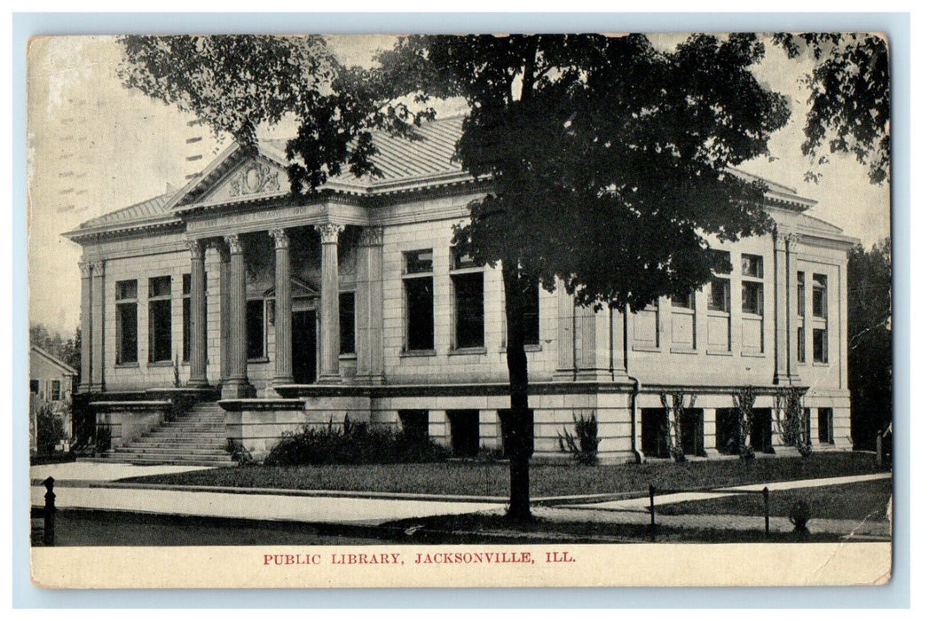 1910 Public Library Jacksonville Illinois IL Posted Antique Postcard