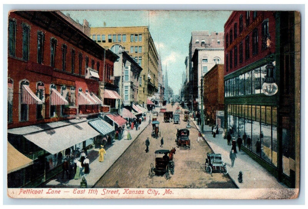 Petticoat Lane East 11 Street Cars Stores Kansas City Missouri MO Postcard