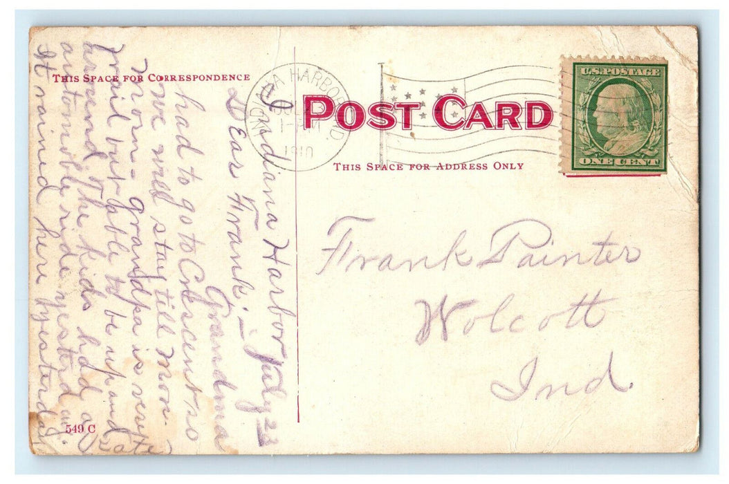 1910 Horse, Mounted Police Squad on Parade Indiana Harbor Indiana IN Postcard