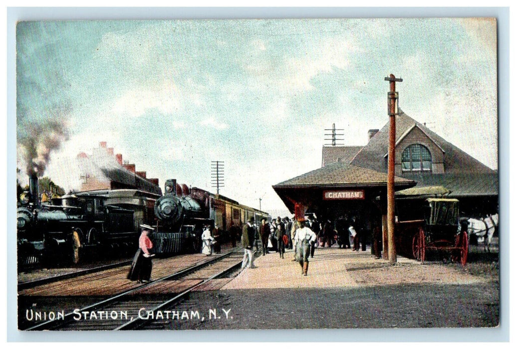 c1910's Railroad Train Union Station Depot Chatham New York NY Unposted Postcard