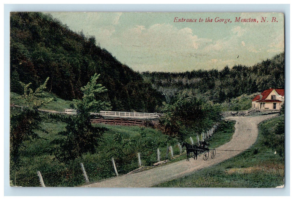 1907 Entrance to the Gorge Moncton New Brunswick Canada CA Foreign Postcard