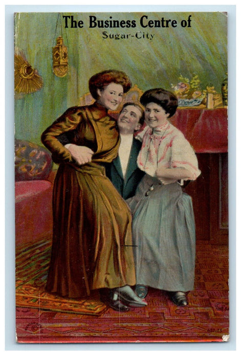 1912 The Business Center of Sugar City Colorado CO Posted Postcard