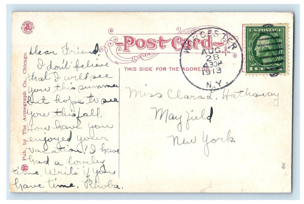 1913 D. & H. R. R. Railroad Train Station Depot Oneonta NY Posted Postcard