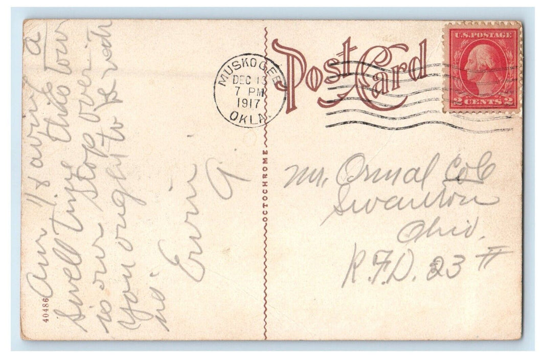 1917 Surety Building Street View Muskogee Oklahoma OK Posted Antique Postcard