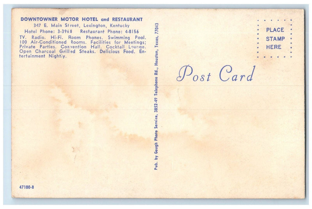 c1960's Multiview of Downtowner Motor Hotel & Restaurant Lexington KY Postcard