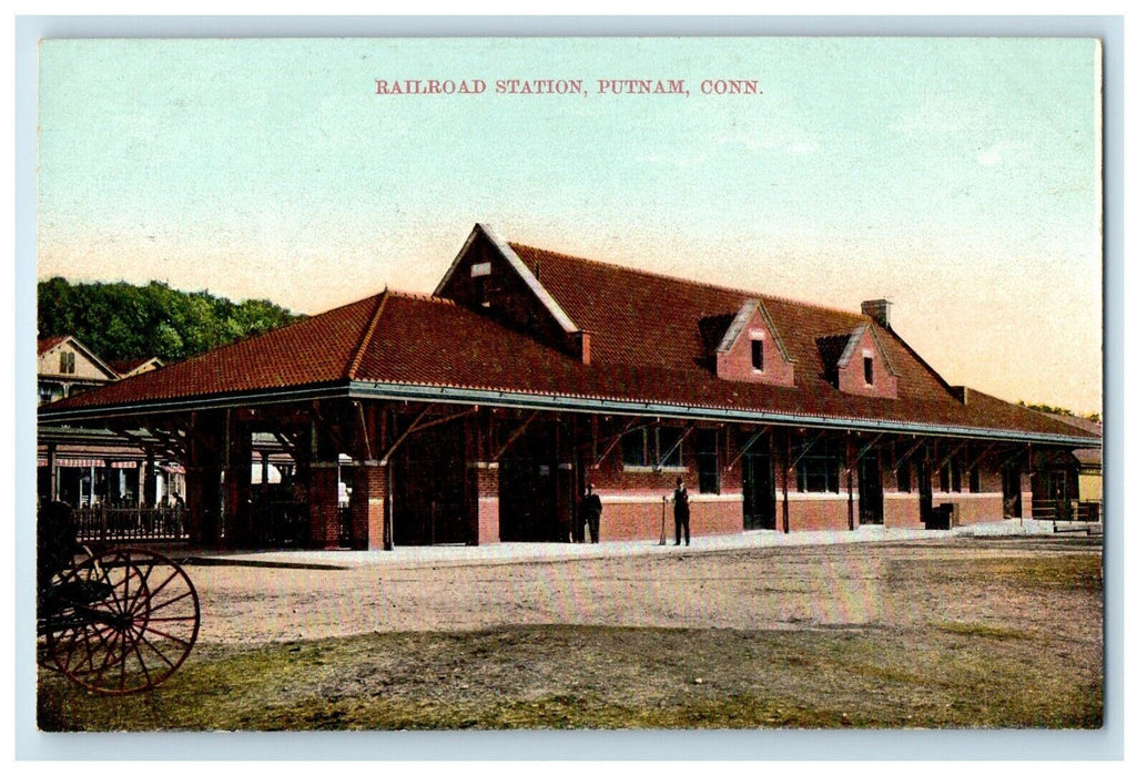 c1910's Railroad Train Station Depot Putnam Connecticut CT Antique Postcard