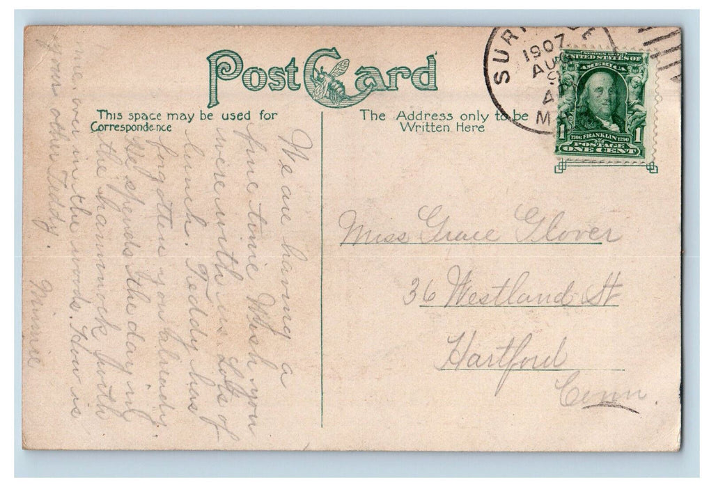 1907 Two Girls & Beans Hub of the Universe Boston Massachusetts MA Postcard
