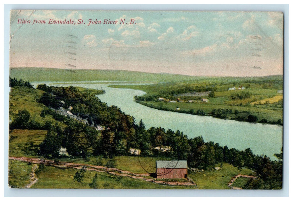 1908 River from Evandale St. John New Brunswick Canada CA Postcard