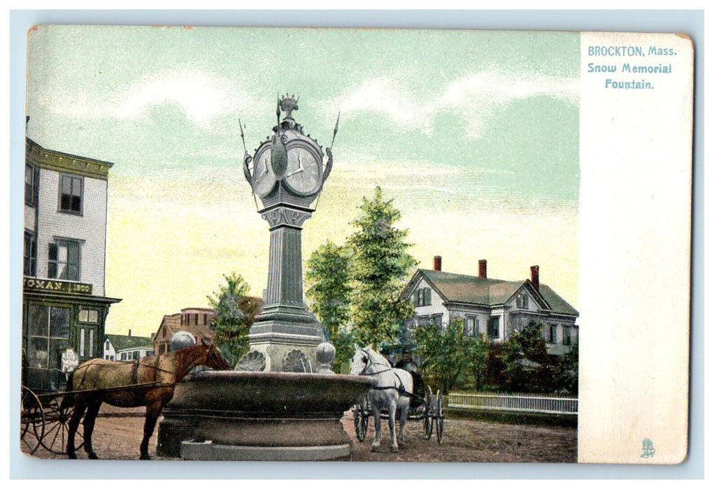 c1905 Snow Memorial Fountain Brockton Massachusetts MA Tuck Postcard