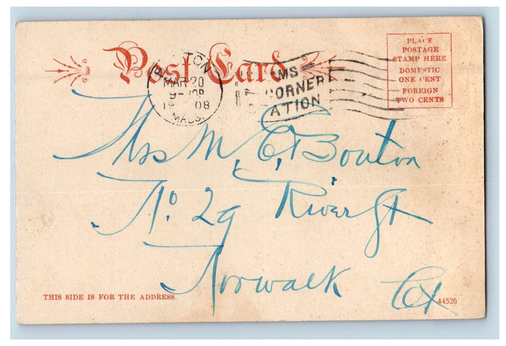 1908 Trinity Church, Boston Massachusetts MA Posted Antique Postcard