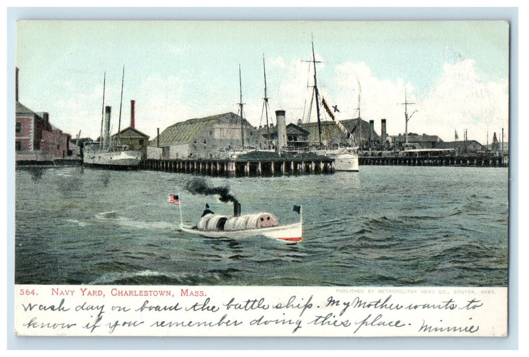 1907 Navy Yard Charlestown Massachusetts MA Posted Antique Postcard