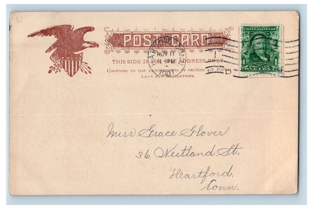 1907 Bancroft Tower Worcester Massachusetts MA Posted Antique Postcard