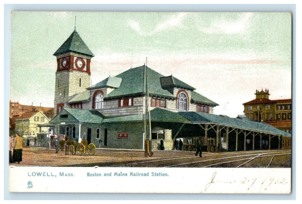 1912 Lowell MA, Boston And Maine Railroad Train Station Depot Tuck's Postcard