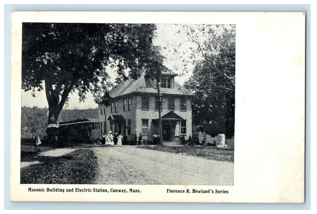 c1910's Masonic Building And Electric Station Conway Massachusetts MA Postcard