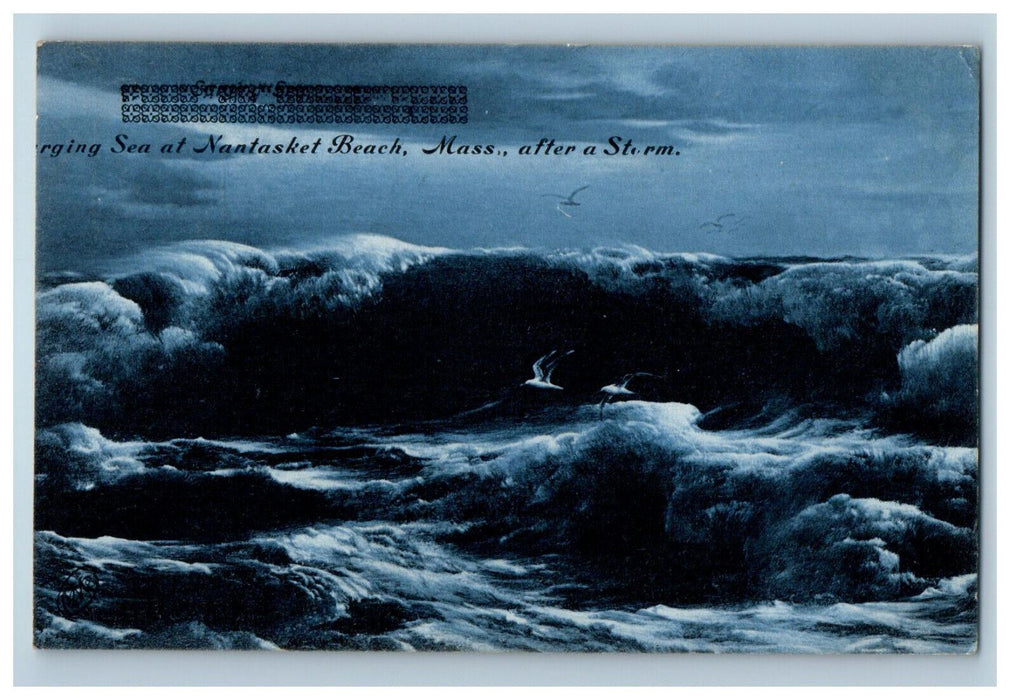 1907 Surging Sea at Nantasket Beach Massachusetts MA after a Storm Postcard