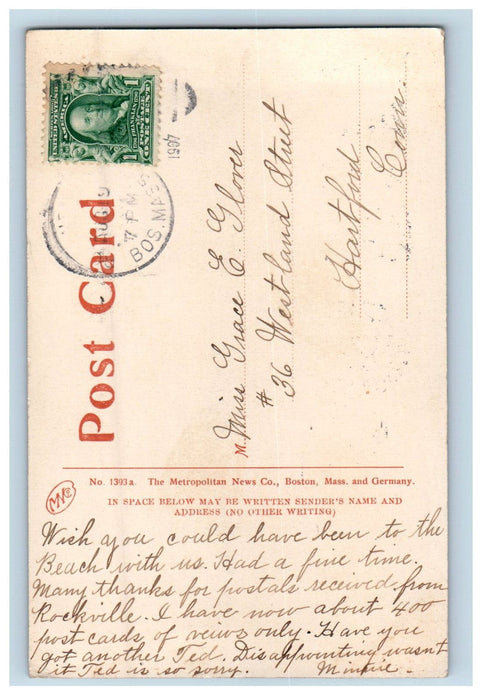 1907 Surging Sea at Nantasket Beach Massachusetts MA after a Storm Postcard