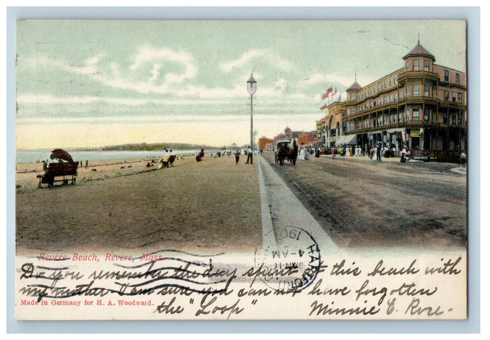 1907 Revere Beach, Revere Massachusetts MA Posted Antique Postcard