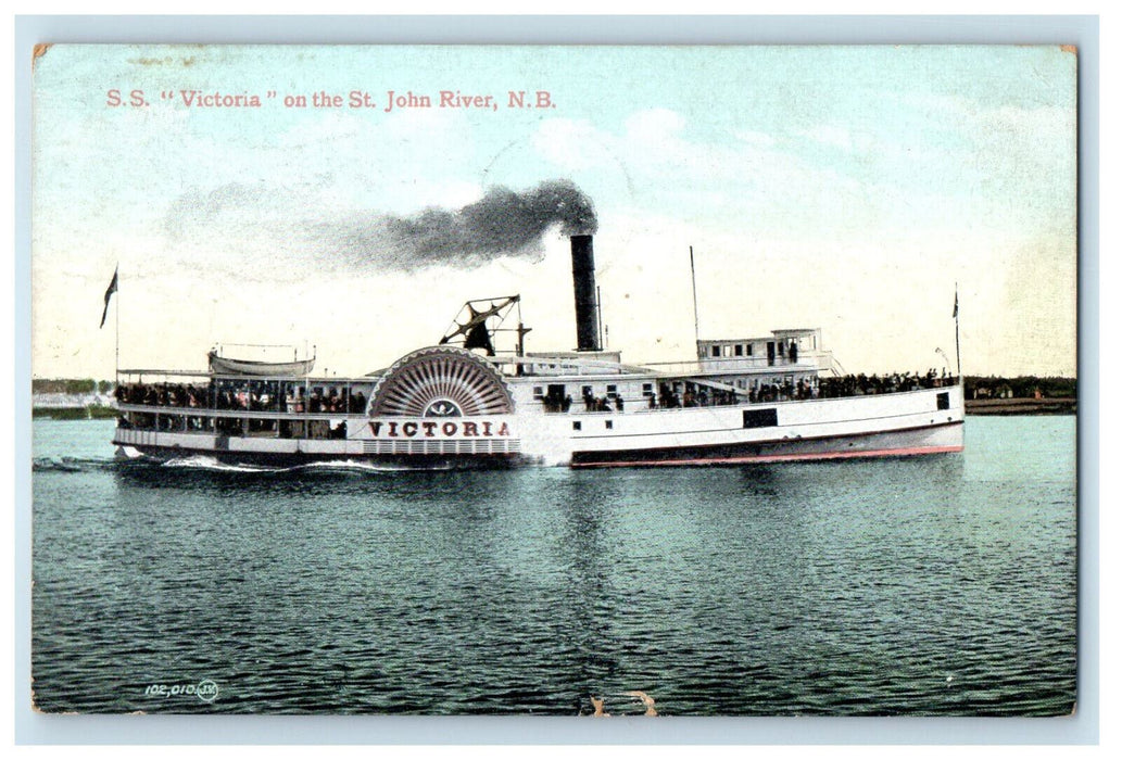 1908 SS Victoria on the St. John New Brunswick Canada CA Foreign Postcard