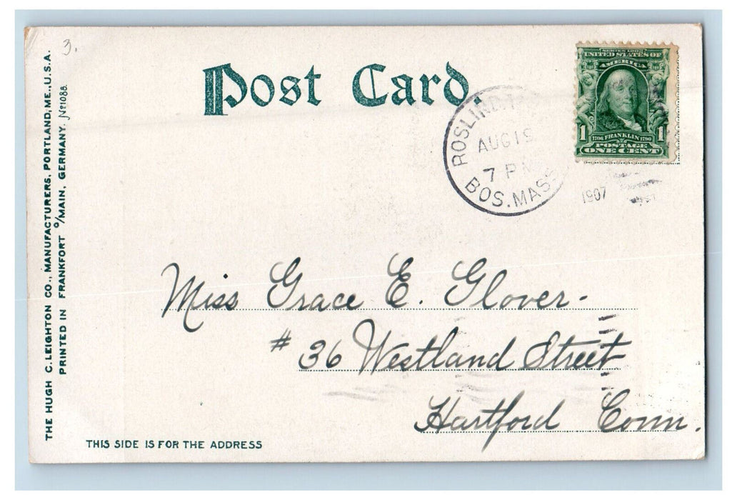 1907 Moonlight New Bedford Harbor, Massachusetts MA Posted Antique Postcard