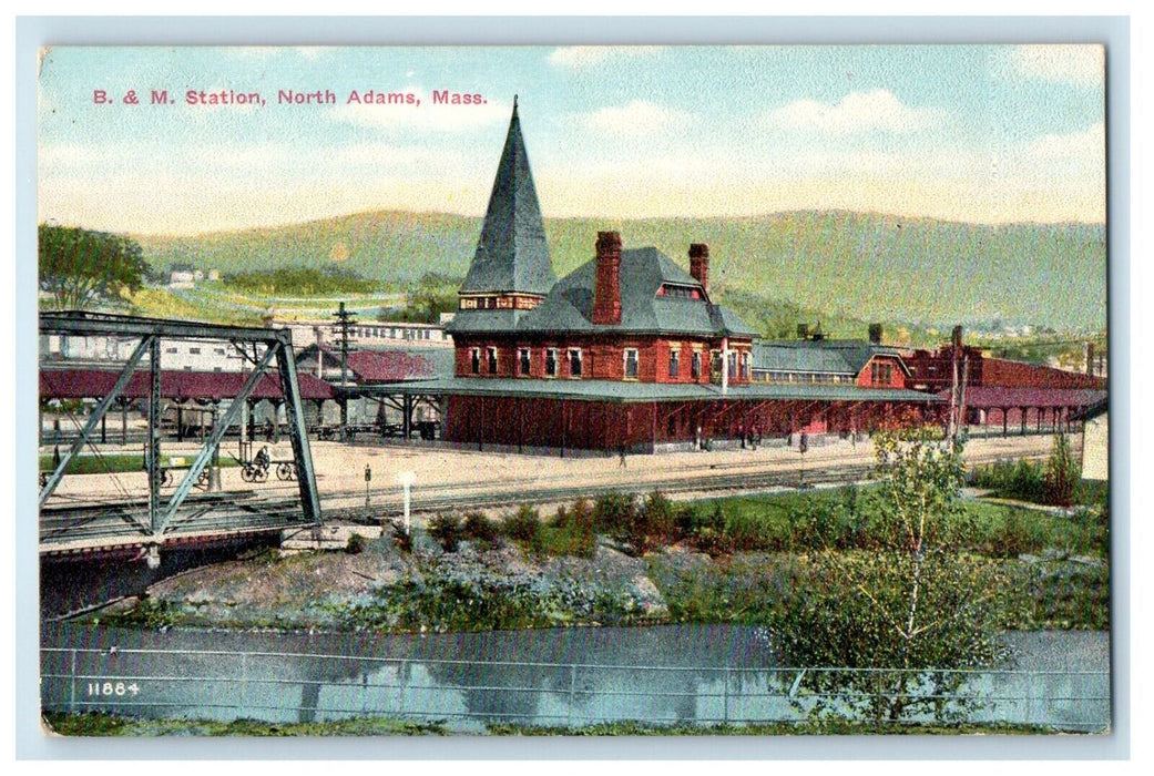 c1910's B & M Station Depot North Adams Massachusetts MA Antique Postcard