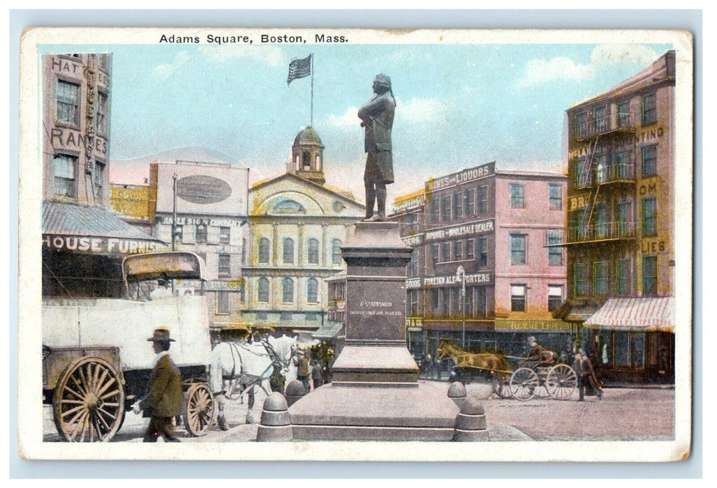 c1920 Statesman Monument, Horse Carriage Boston Massachusetts MA Posted Postcard