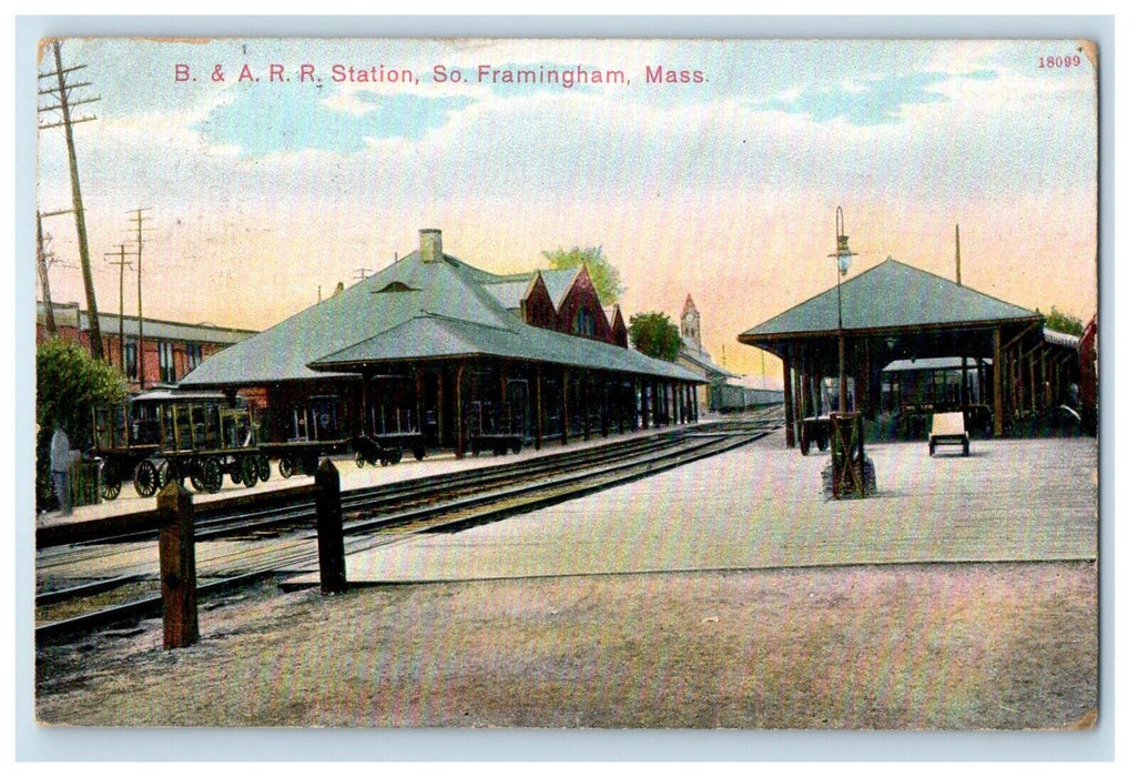 c1910's B. & A. R. R. Station South Framingham Massachusetts MA Antique Postcard