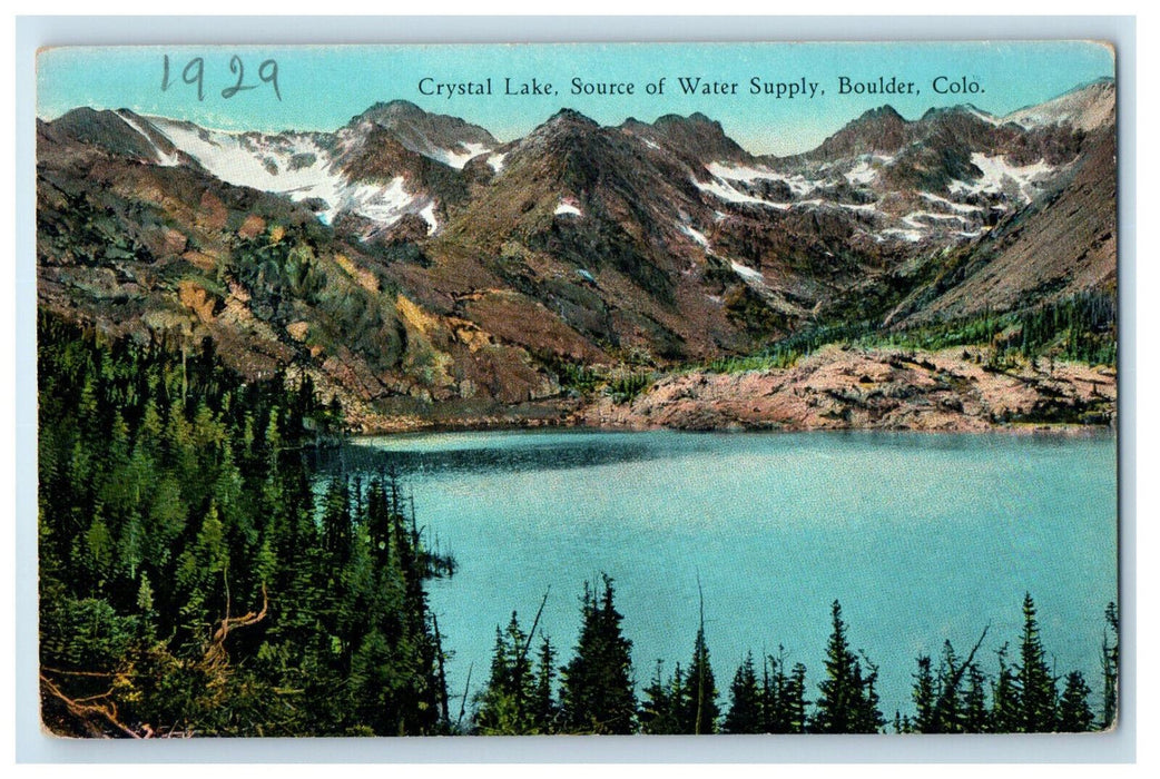 1929 Crystal Lake Source of Water Supply Boulder Colorado CO Postcard