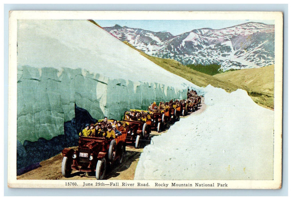 c1920 Snow Cut, Fall River Road Rocky Mountain National Park CO Postcard