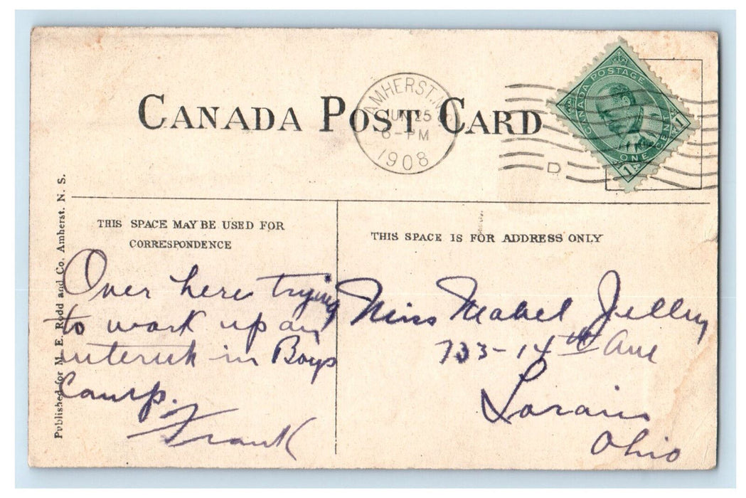 1908 Ghost Brook Near Amherst, Nova Scotia Canada CA Foreign Postcard