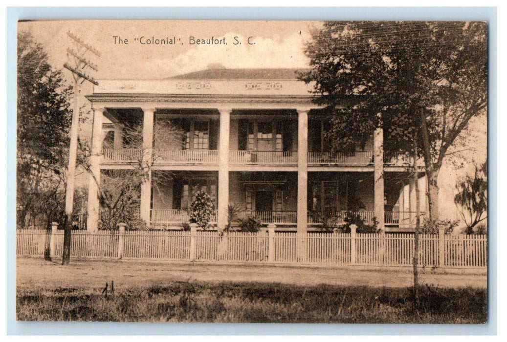 c1910's The Colonial House Building Beaufort South Carolina SC Antique Postcard