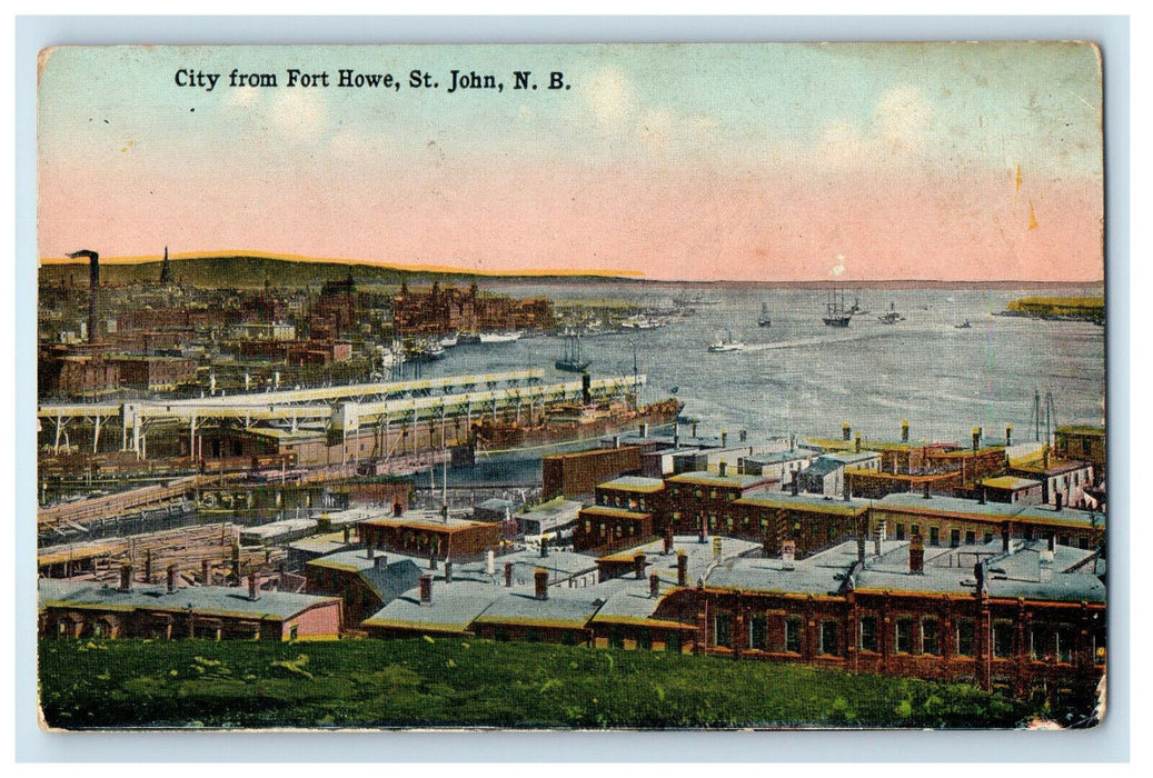 c1910 City from Fort Howe, St. John New Brunswick Canada CA Antique Postcard