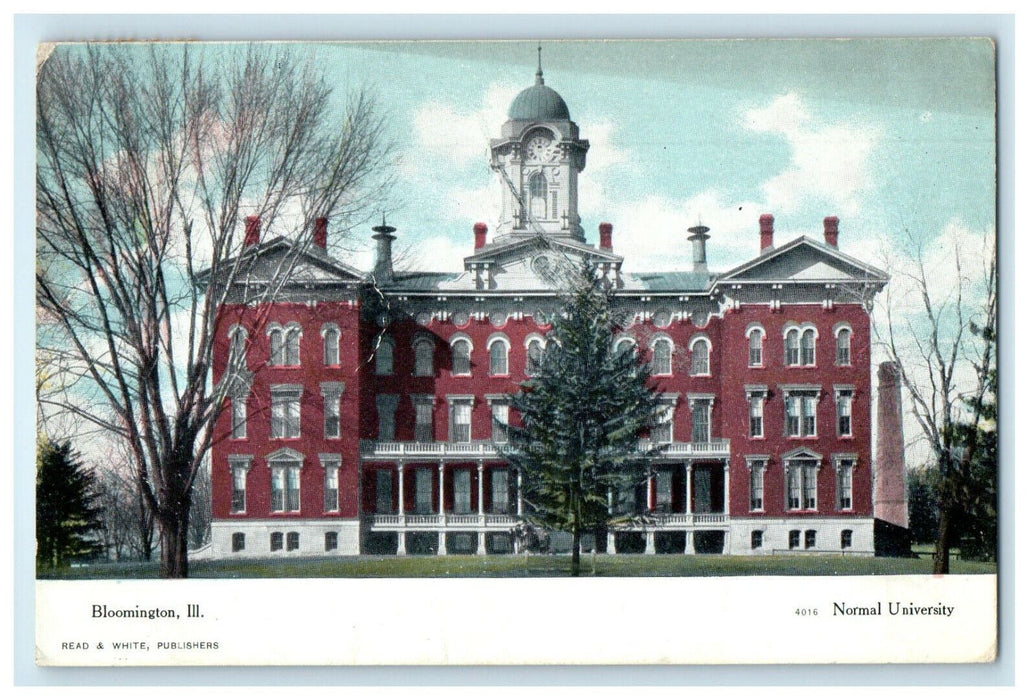 1908 View of the Normal University Bloominton Illinois IL Antique Postcard