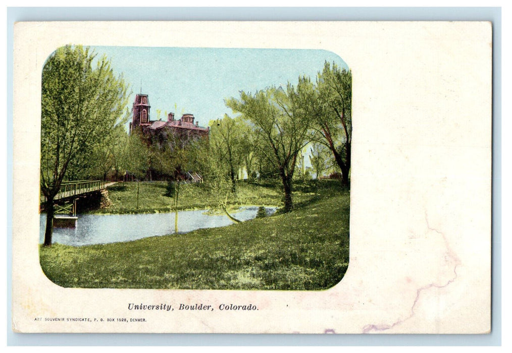c1905 Bridge and Stream View, University Boulder Colorado CO Postcard