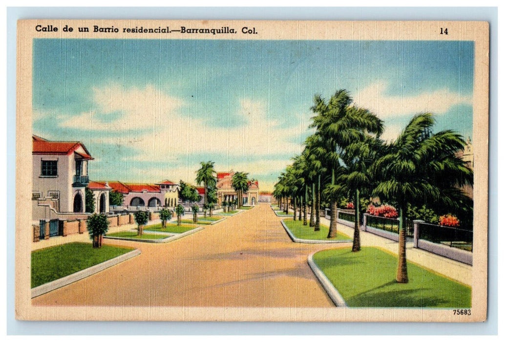 c1950s Calle De Un Barrio Residencial Barranquilla Colorado CO Postcard