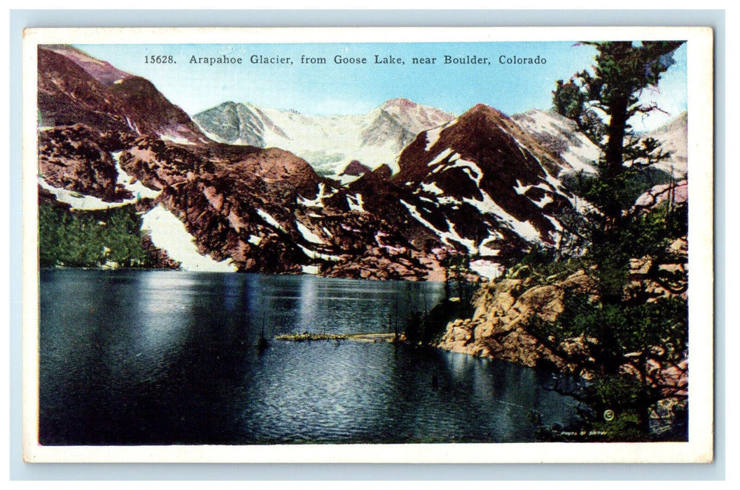 c1930s Arapahoe Glacier from Goose Lake Near Boulder Colorado CO Postcard